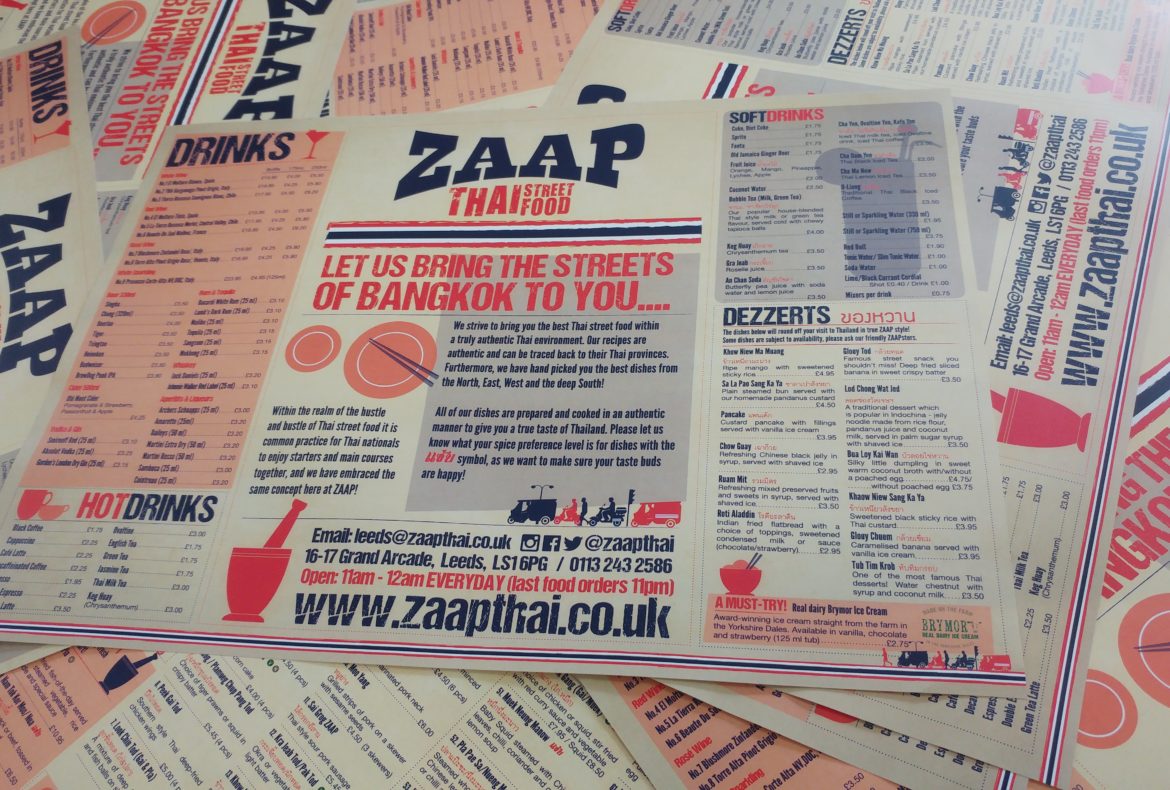 Zaap printed flyer